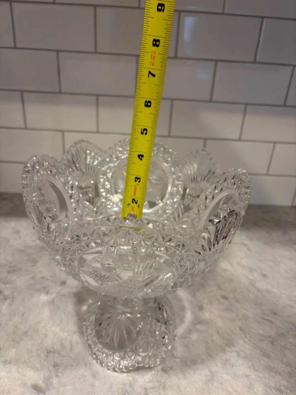 HOFBAUER Byrdes German Crystal Compote Bowl Etched Birds